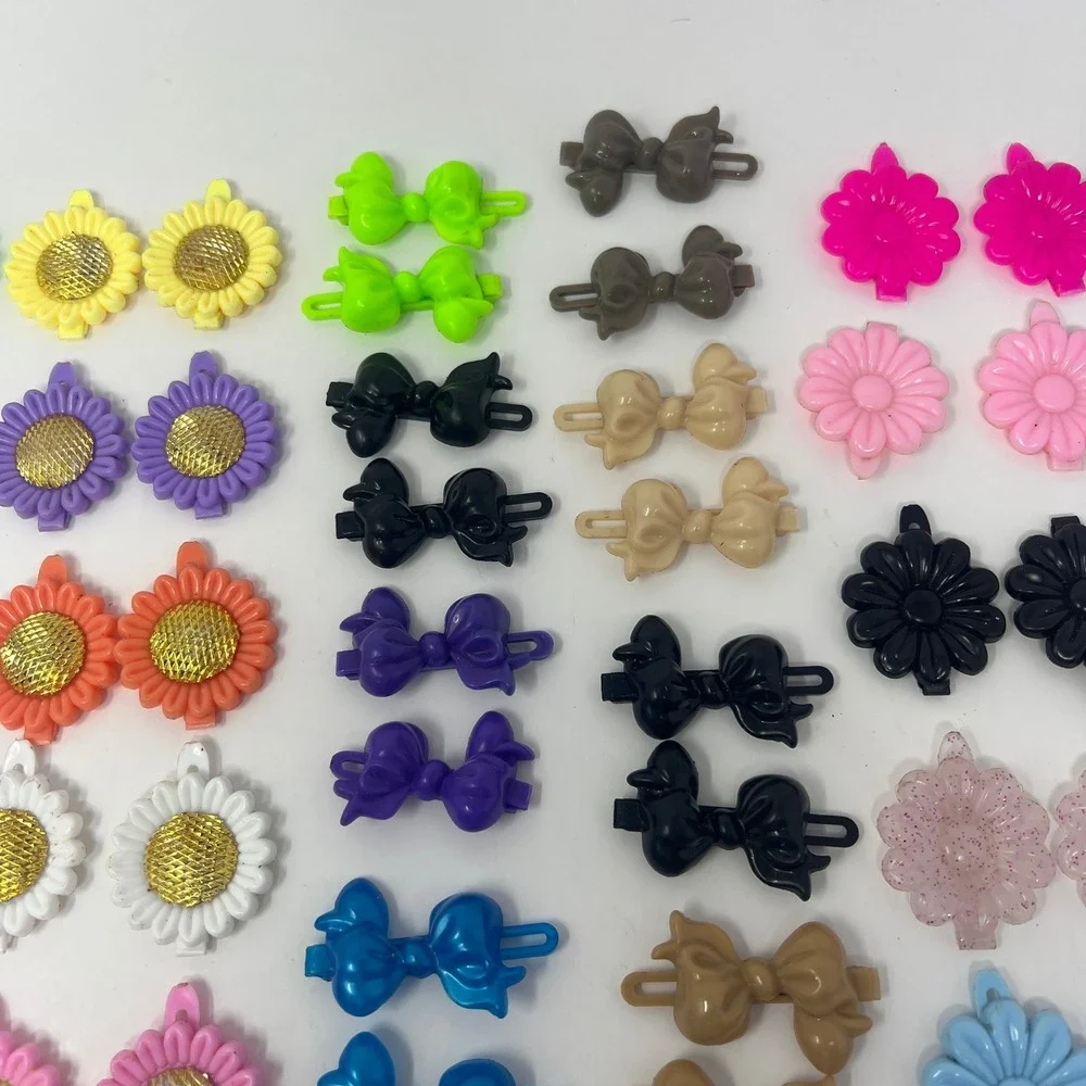Kids Plastic Hair Barrettes Lot 60 Pc Sunflower Daisy Bow Clips Cute Accessories